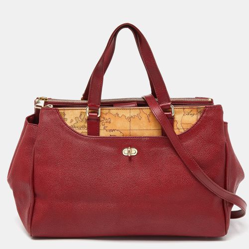 Alviero Martini 1A Classe Red/Beige Geo Print Coated Canvas and Leather Tote - Alviero Martini 1A Classe - Modalova