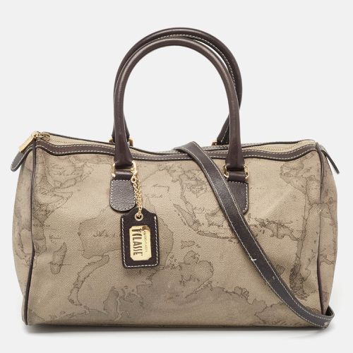 Alviero Martini 1A Classe Grey/Brown Geo Print Coated Canvas and Leather Satchel - Alviero Martini 1A Classe - Modalova