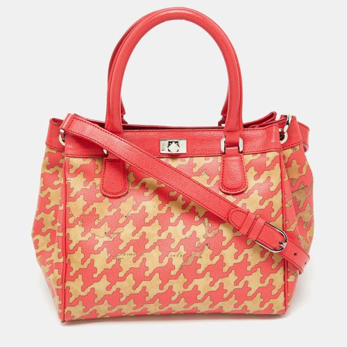 Alviero Martini 1A Classe Beige/Red Geo Print Coated Canvas and Leather Tote - Alviero Martini 1A Classe - Modalova