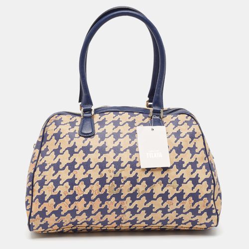 Alviero Martini 1A Classe Blue/Beige Pattern Print Coated Canvas Satchel - Alviero Martini 1A Classe - Modalova