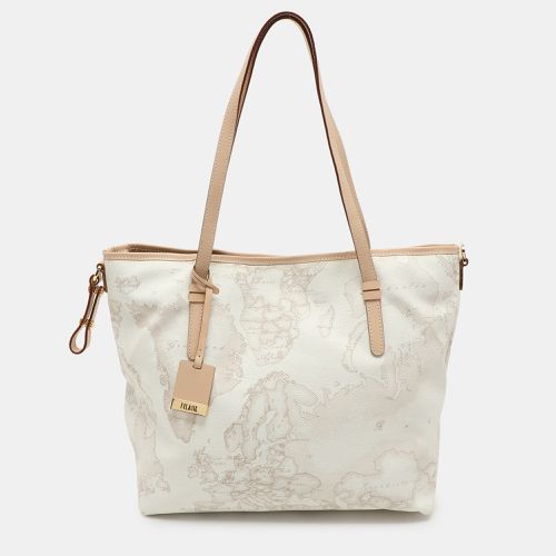 Alviero Martini 1A Classe White Geo Printed Coated Canvas and Leather Tote - Alviero Martini 1A Classe - Modalova