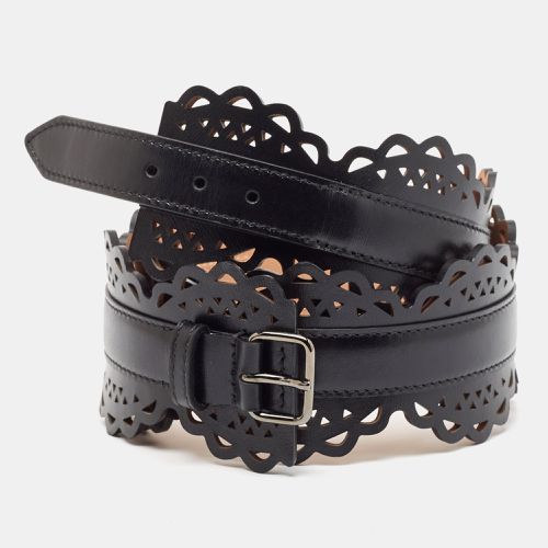 Alaia Black Laser Cut Leather Bustier Belt 75 CM - Alaia - Modalova