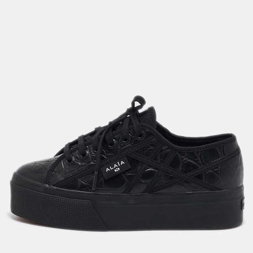 Alaia Black Croc Embossed Leather Superga Sneakers Size 38 - Alaia - Modalova