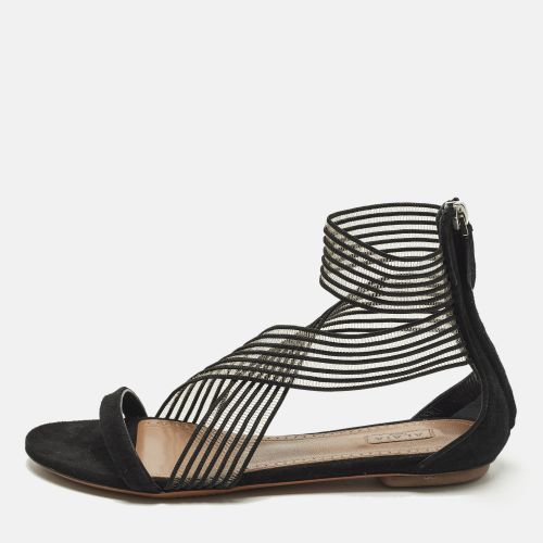Size 38 Mesh and Suede Ankle Strap Flat Sandals - Alaia - Modalova