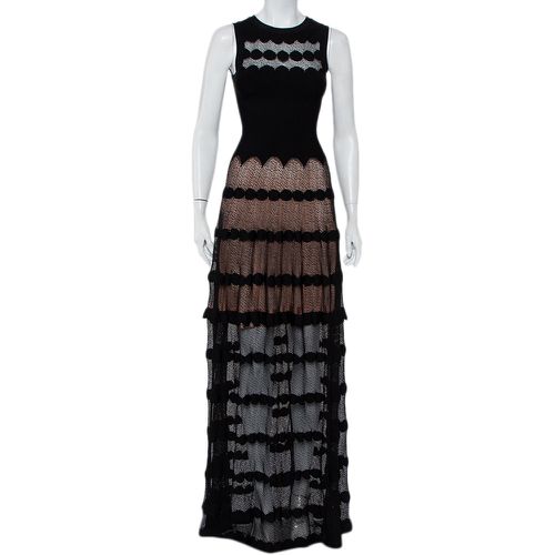 Alaia Black Perforated Knit Sleeveless Maxi Dress S - Alaia - Modalova