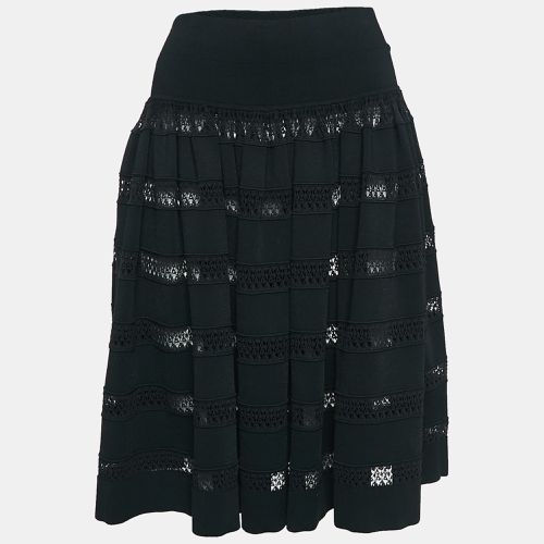 Alaia Black Sheer Stripe Knit Flared Short Skirt L - Alaia - Modalova