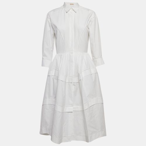 Alaia White Cotton Tiered Midi Shirt Dress M - Alaia - Modalova