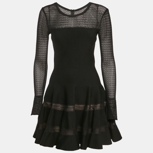 Alaia Black Wool Blend Knit Fit and Flare Mini Dress M - Alaia - Modalova