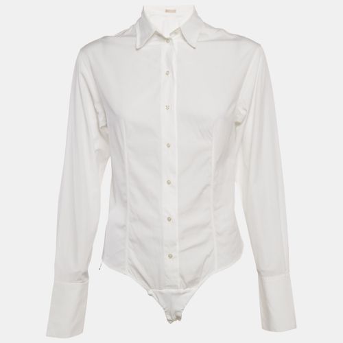 Alaia White Cotton Shirt Style Bodysuit S - Alaia - Modalova