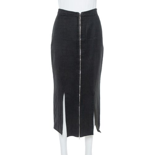 Alaia Vintage Black Cotton & Wool Slit Detail Midi Skirt M - Alaia - Modalova