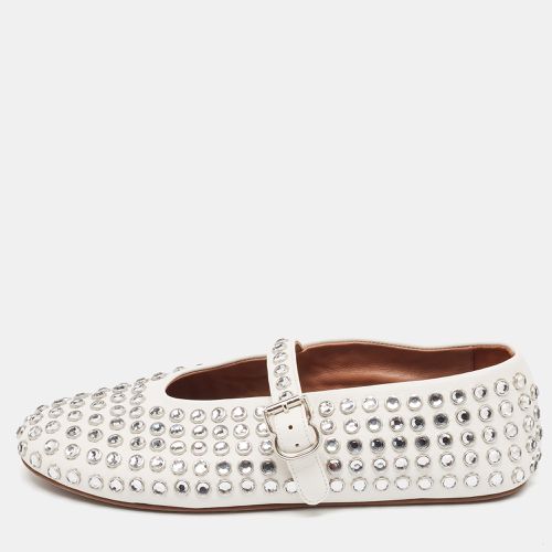 Alaia White Leather Crystal Embellished Mary Jane Ballet Flats Size 37 - Alaia - Modalova