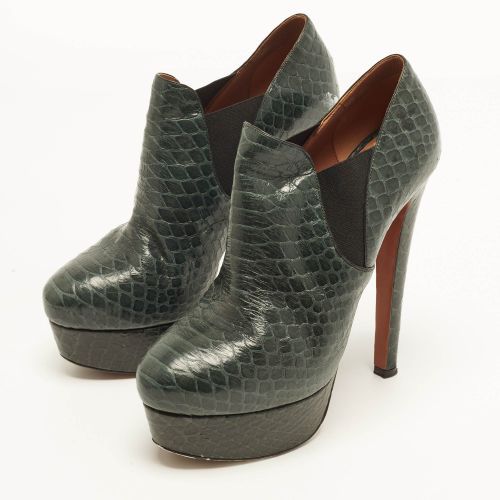 Size 38 Python Leather Platform Booties - Alaia - Modalova