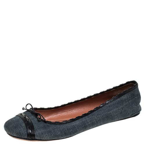 Alaia Black/Blue Denim Bow Ballet Flats Size 37 - Alaia - Modalova