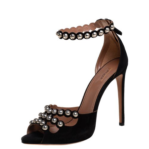 Alaia Black Suede Studded Ankle Strap Sandals Size 40 - Alaia - Modalova