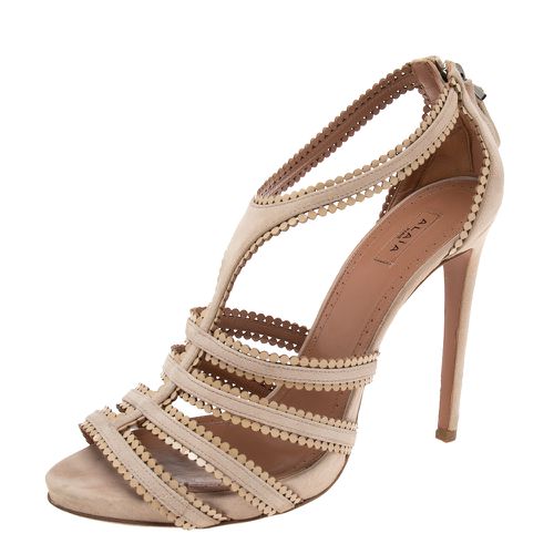 Suede Laser Cut Out Sandals Size 39.5 - Alaia - Modalova