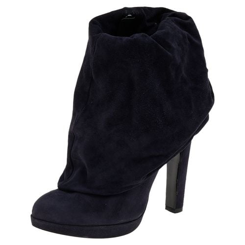 Alaia Navy Blue Suede Ankle Length Boots Size 38 - Alaia - Modalova