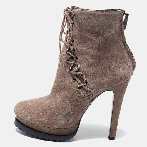 Alaia Beige Suede Studded Lace Up Platform Booties Size 40 - Alaia - Modalova