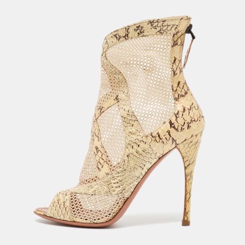 Alaia Cream Python and Mesh Zipper Booties Size 38 - Alaia - Modalova