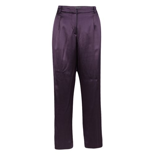 Alberta Ferretti Purple Silk Satin Wide Leg Trousers M - Alberta Ferretti - Modalova