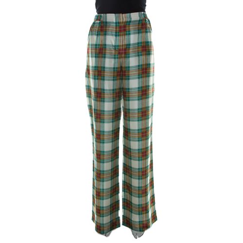 Alberta Ferretti Multicolor Plaid Silk High Waist Trousers M - Alberta Ferretti - Modalova