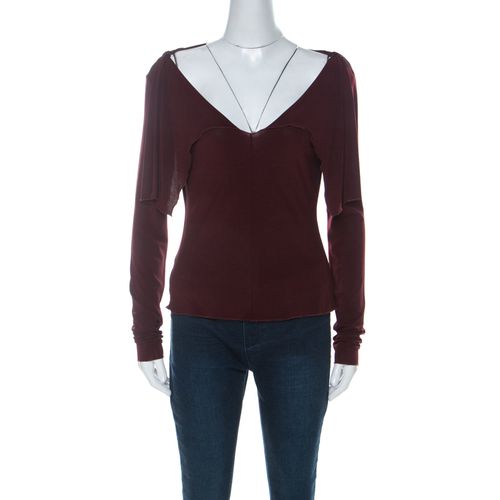 Alberta Ferretti Burgundy Cowl Neck Long Sleeve Top M - Alberta Ferretti - Modalova