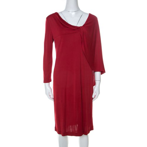 Alberta Ferretti Red Silk Jersey Asymmetric Batwing Sleeve Dress M - Alberta Ferretti - Modalova