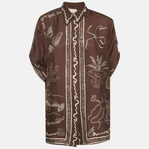 Sammy Print Silk Button Down Shirt S - Alemais - Modalova