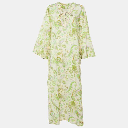 Alemais Cream/Green Paisley Print Linen Marta Pool Dress XL - Alemais - Modalova