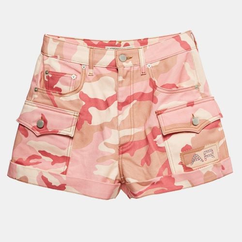 Alessandra Rich Pink Camouflage High-Rise Denim Shorts M - Alessandra Rich - Modalova