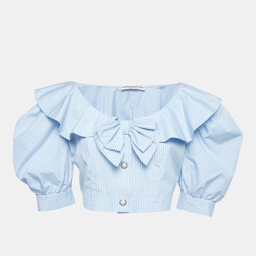 Alessandra Rich Stripe Cotton Bow Detail Crop Top M - Alessandra Rich - Modalova