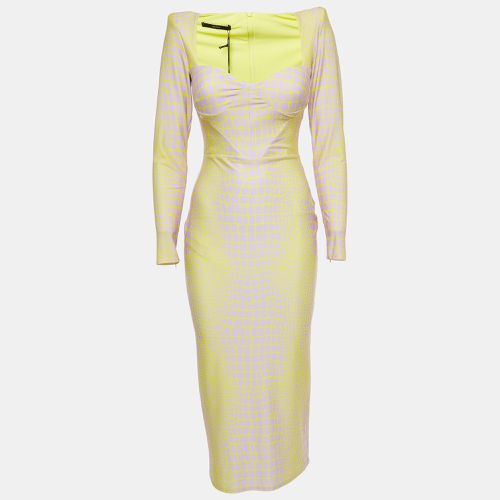 Alex Perry Yellow/Lilac Croc Print Jersey Midi Dress L - Alex Perry - Modalova