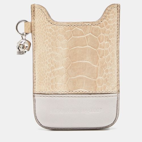 Alexander Mcqueen Beige Croc Embossed and Leather Phone Case - Alexander McQueen - Modalova