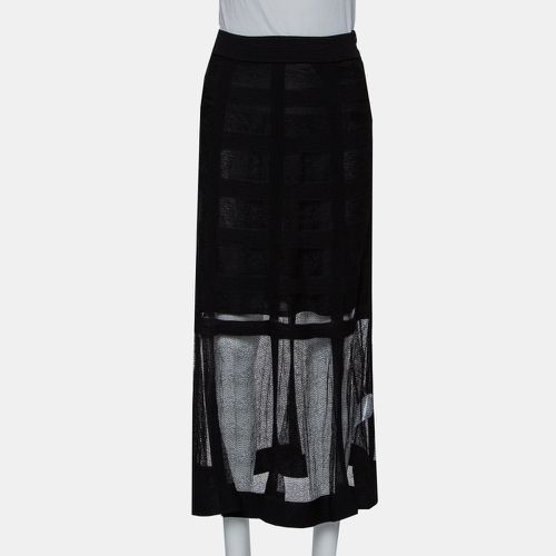 Alexander McQueen Black Patterned Silk Knit Midi Skirt M - Alexander McQueen - Modalova