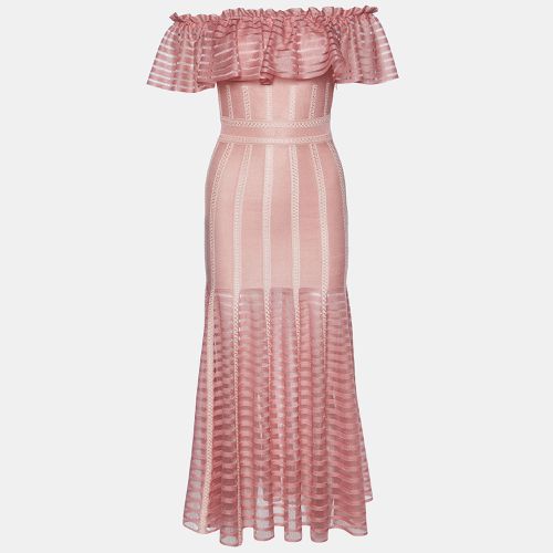 Alexander McQueen Pink Sheer Knit Off Shoulder Maxi Dress XS - Alexander McQueen - Modalova