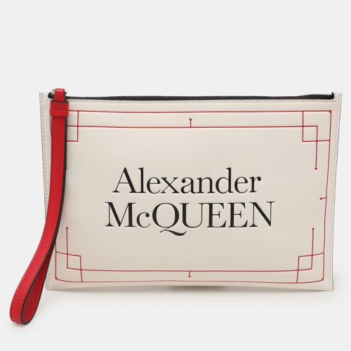 Alexander McQueen White Leather Large Logo Wristlet Pouch - Alexander McQueen - Modalova