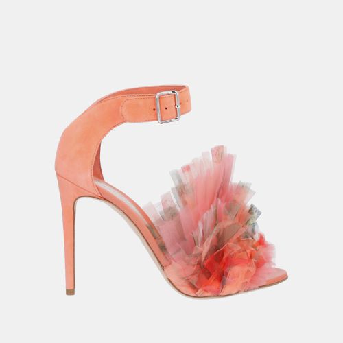 Alexander Mcqueen Floral Organza and Suede Sandals 38 - Alexander McQueen - Modalova