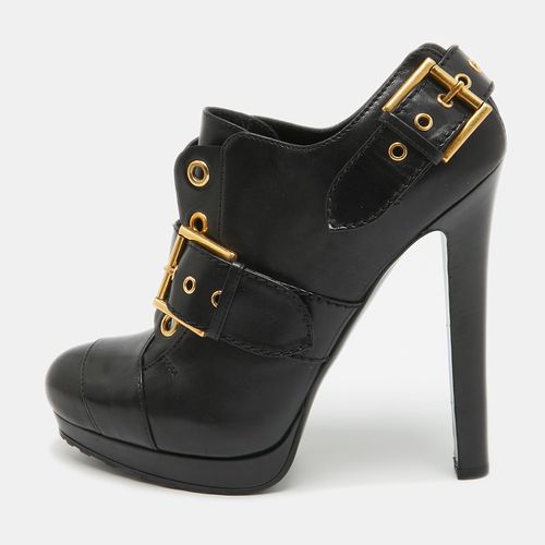 Alexander McQueen Black Leather Eyelet Buckle Booties Size 40 - Alexander McQueen - Modalova