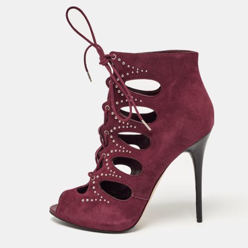 Alexander McQueen Burgundy Suede Cut Out Studded Sandals Size 38 - Alexander McQueen - Modalova