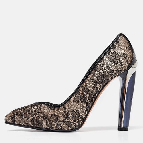 Alexander McQueen Beige/Black Mesh and Satin Pointed Toe Pumps Size 38.5 - Alexander McQueen - Modalova