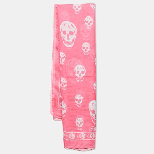 Alexander McQueen Pink Skull Print Silk Scarf - Alexander McQueen - Modalova