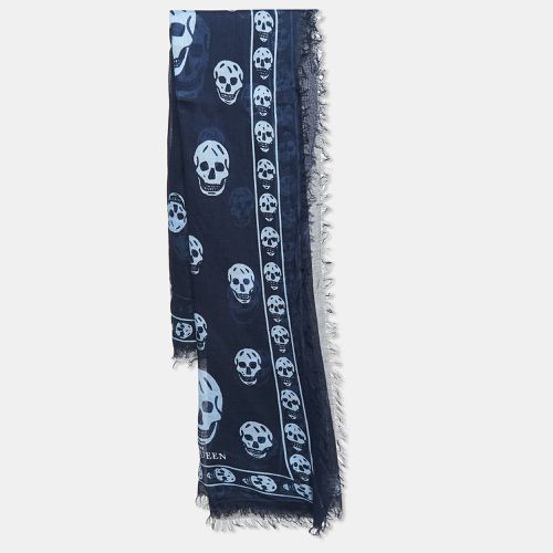 Alexander McQueen Blue Skull Print Modal Blend Scarf - Alexander McQueen - Modalova