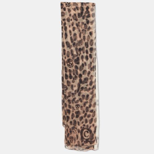 Alexander McQueen Brown Leopard and Skull Print Silk Scarf - Alexander McQueen - Modalova