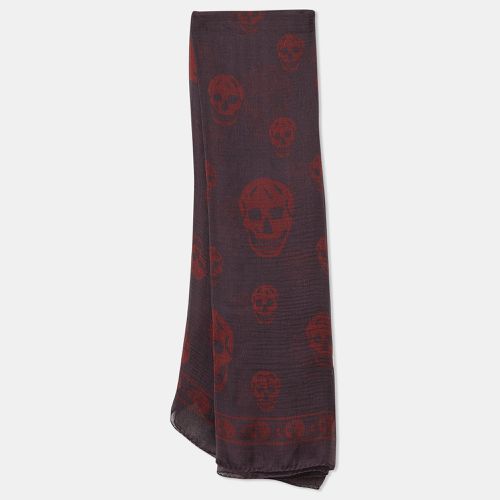 Alexander McQueen Plum Purple Skull Print Silk Scarf - Alexander McQueen - Modalova