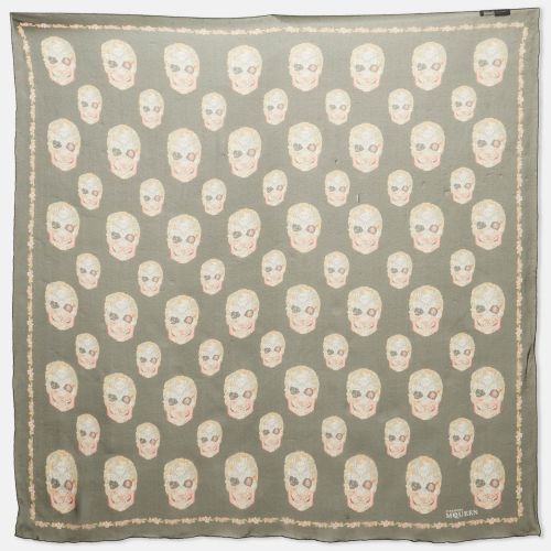 Alexander McQueen Black Skull Print Silk Scarf - Alexander McQueen - Modalova