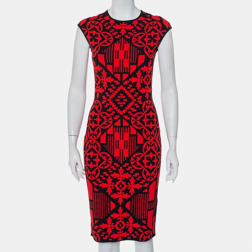 Alexander McQueen Red & Black Jacquard Knit Sheath Dress M - Alexander McQueen - Modalova