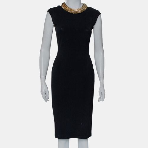 Alexander McQueen Black Knit Embellished Neck Detail Sleeveless Sheath Dress M - Alexander McQueen - Modalova