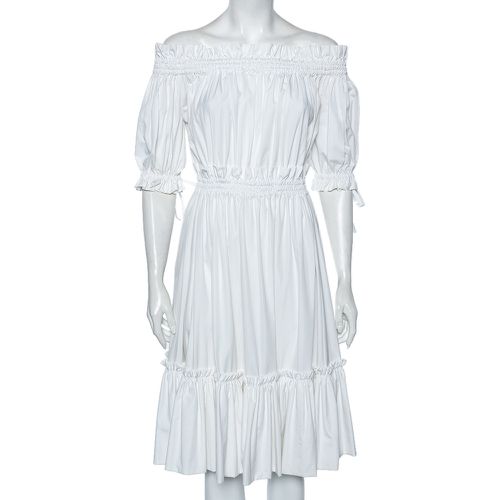 Alexander McQueen White Cotton Ruched Tiered Off Shoulder Midi Dress M - Alexander McQueen - Modalova