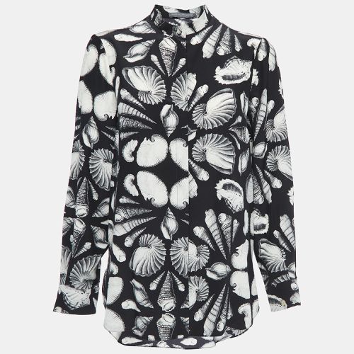 Alexander McQueen Black Sea Shell Print Silk Button Front Blouse S - Alexander McQueen - Modalova