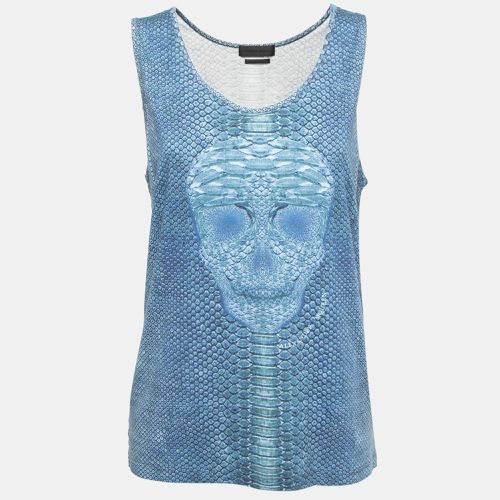 Alexander McQueen Blue Skull Printed Cotton Knit Tank Top S - Alexander McQueen - Modalova