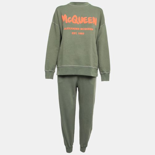 Alexander McQueen Military Green Logo Print Cotton Jogger Sweatshirt Set M/S - Alexander McQueen - Modalova